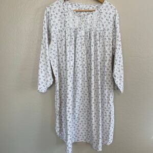Eileen West Nightgown Womens Size Large Floral Cottagecore Cotton Blend Flannel